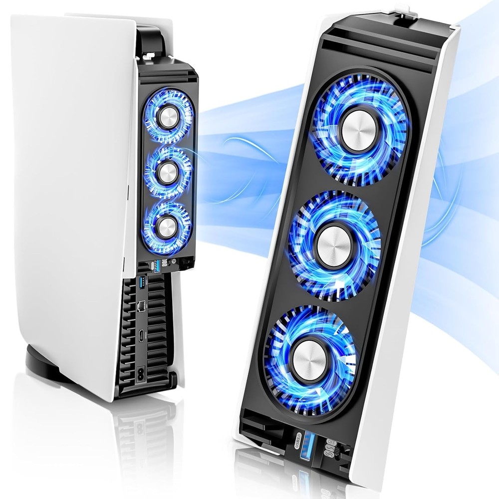 PS5 Cooling Fan with LED Light,Quiet and Efficient Cooling System for PS5