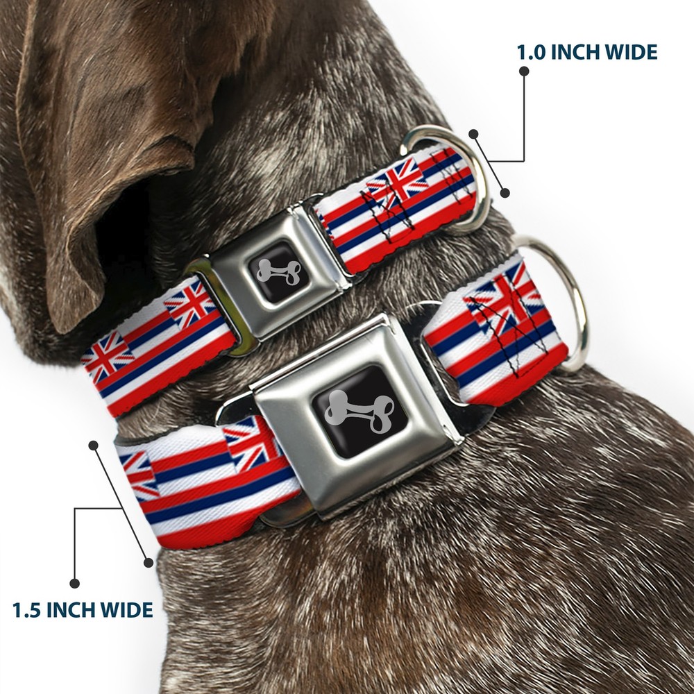 Dog Collar Bone Hawaii Flag Continuous Repeat Small 9.5-13"
