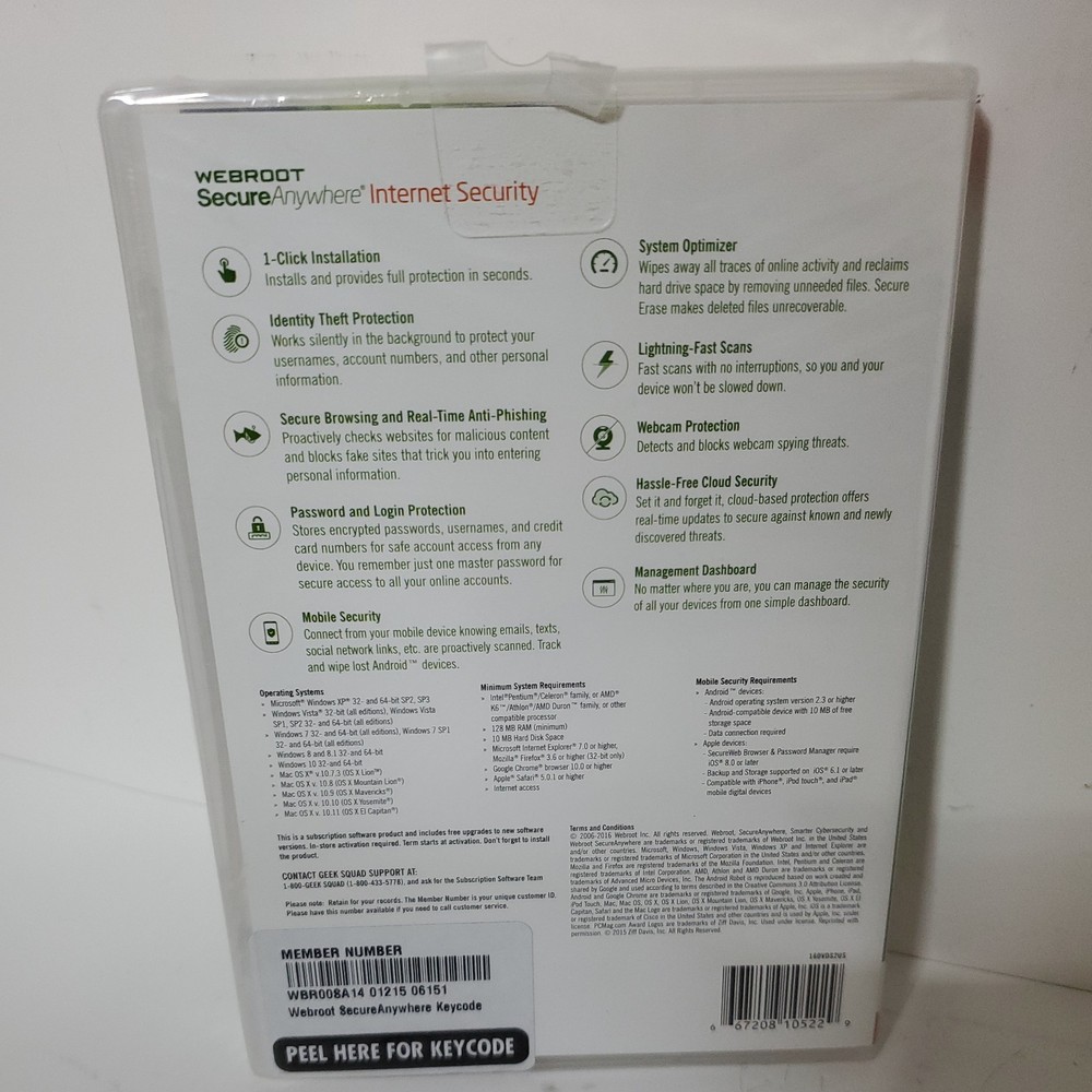 Webroot SecureAnywhere Internet Security - Full Version for Windows & Mac NEW