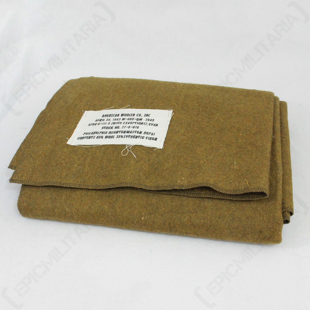 WW2 US Reproduction Mustard Brown Wool Blanket