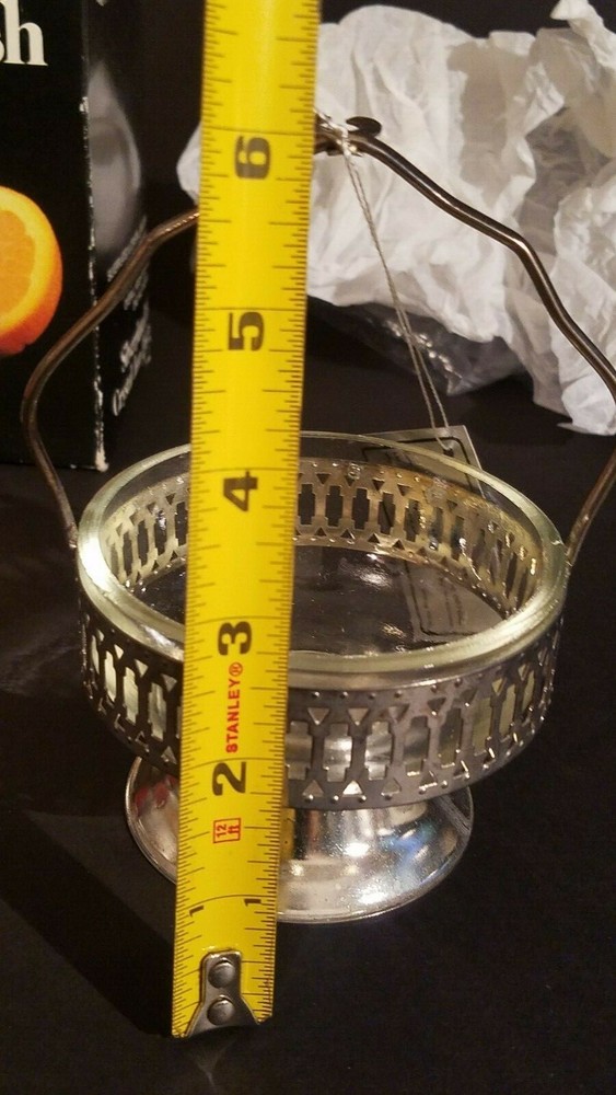 NEW IN BOX Jam Dish Leonard Silver Silver Plated & Crystal Ladle (MISSING SPOON)