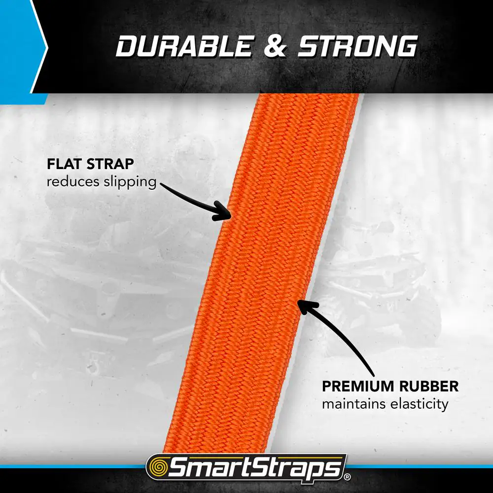 36 In. Orange Flat Strap Bungee Cord with Hooks - 2 Pack