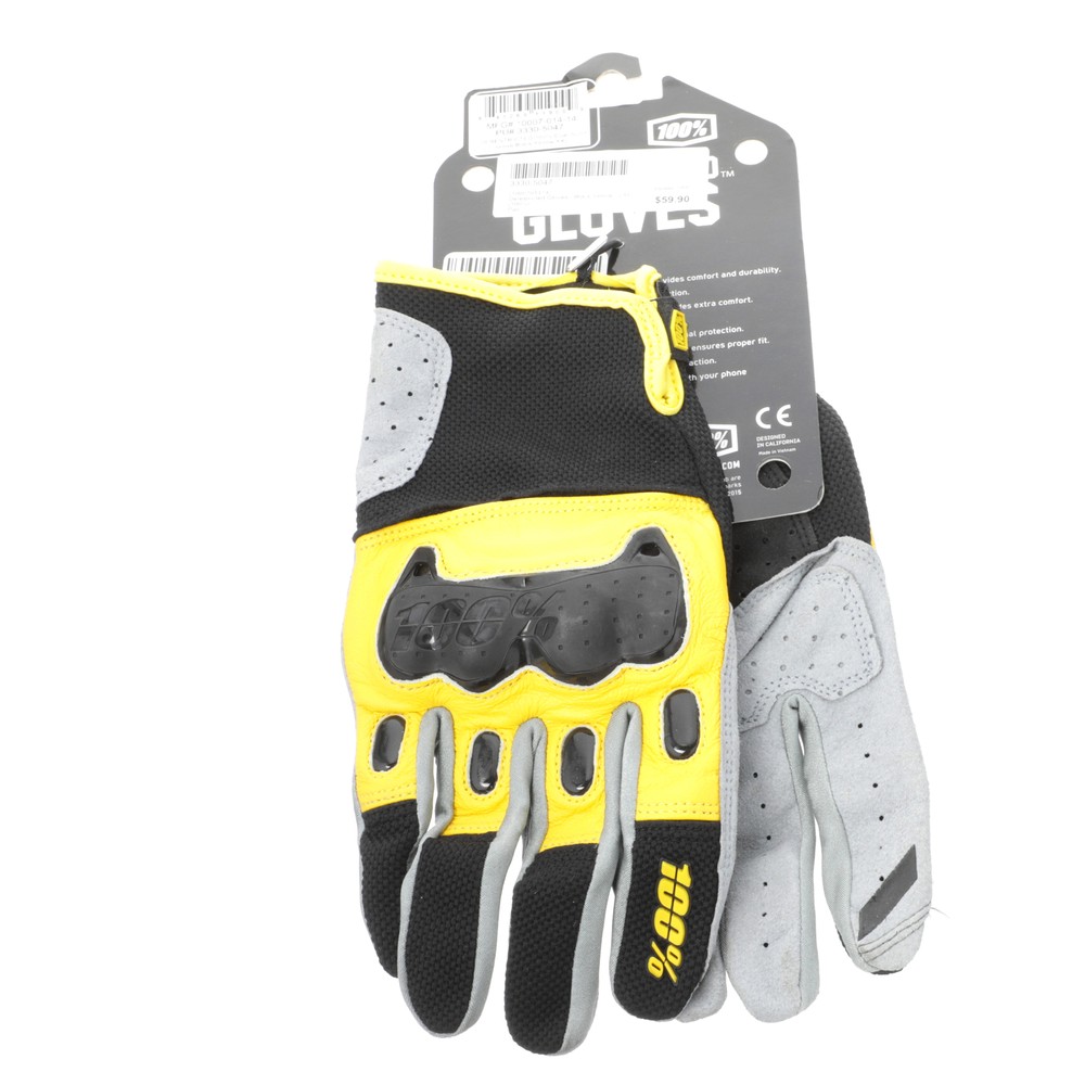 100% Derestricted Gloves Black/Yellow 2XL