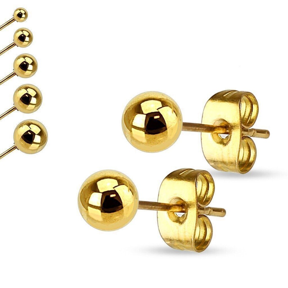 Ball Stud Earrings Pair 14k Gold Plated