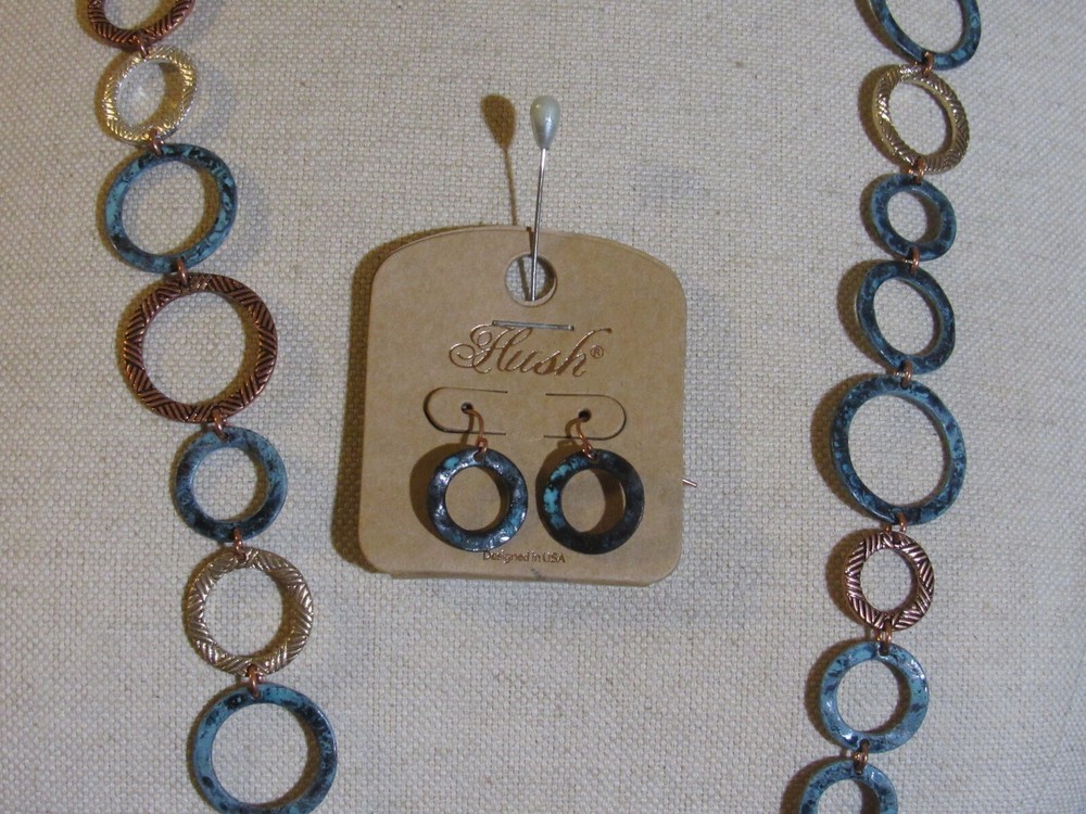 Hush Necklace Multi Colored Hoops 32" & Earring Set