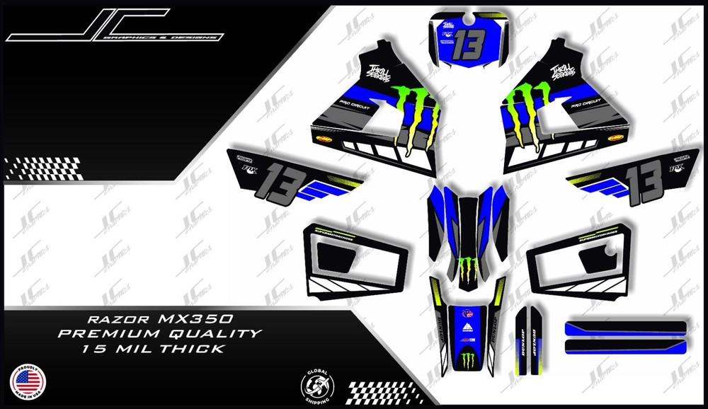 Razor MX350 NEW MODEL graphics kit decals THICK AND HIGH GLOSS