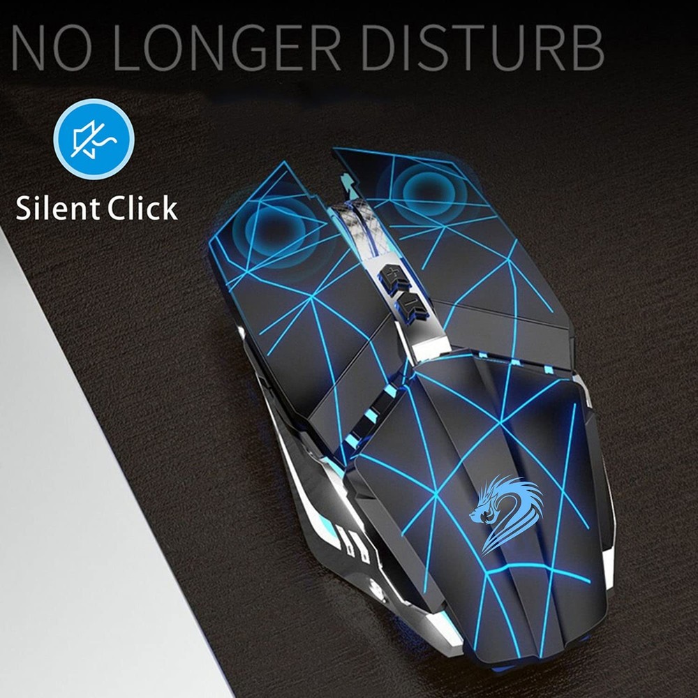 T12 Wireless Gaming Mouse Rechargeable, 2.4G Silent Optical Wireless Computer...