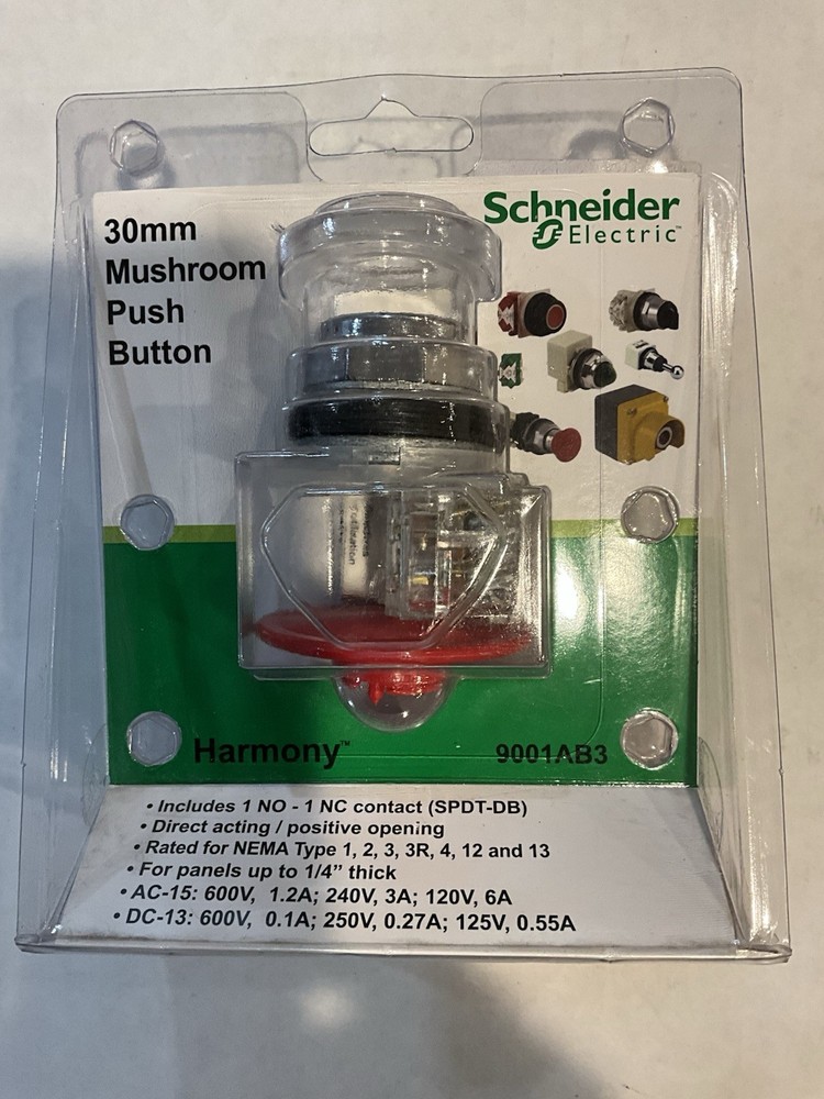 Schneider Electric 30mm Mushroom Push Button Harmony 9001AB3