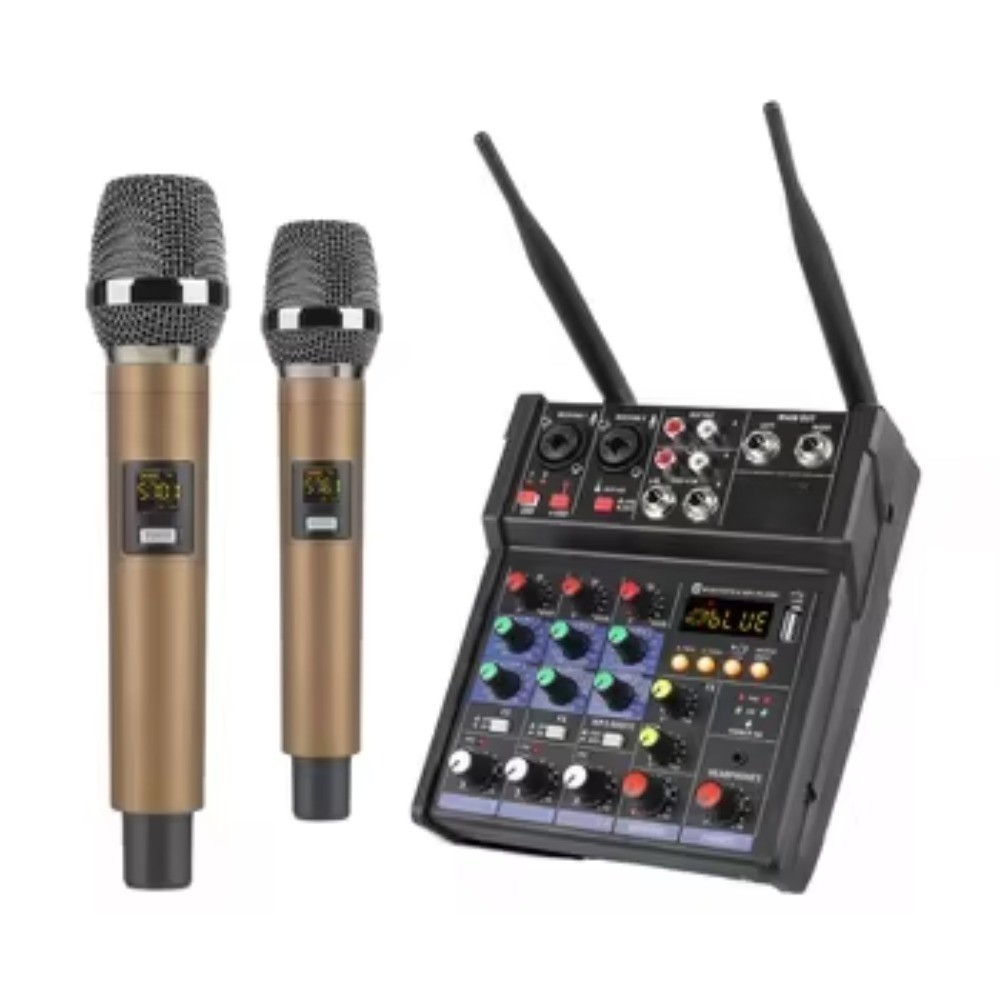 Professional 48V 4-Channel USB Audio Mixer with Mic Input for DJ/Studio Use