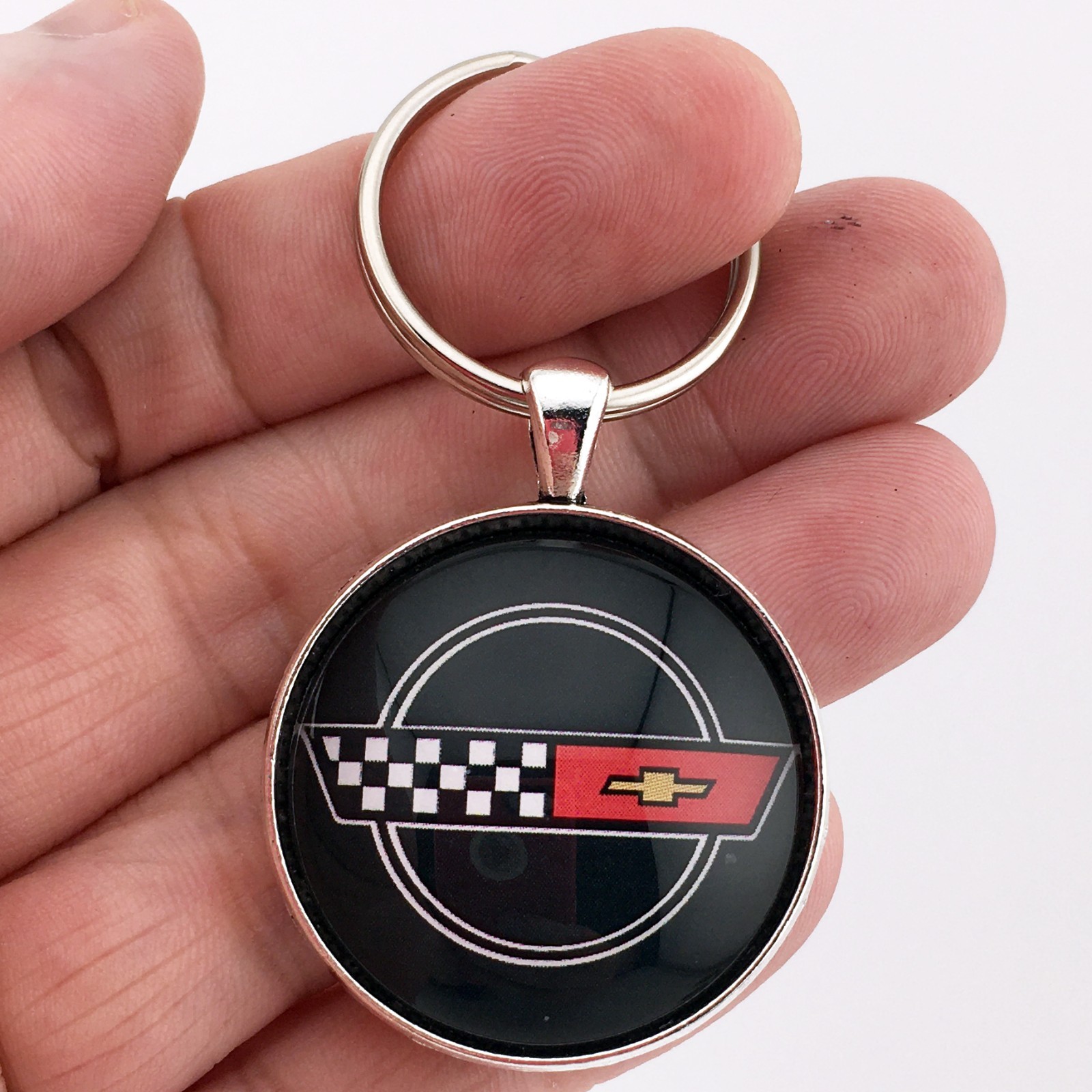 Vintage Chevrolet C4 Corvette Emblem Badge (1983-1996) 1.2" Diameter Keychain