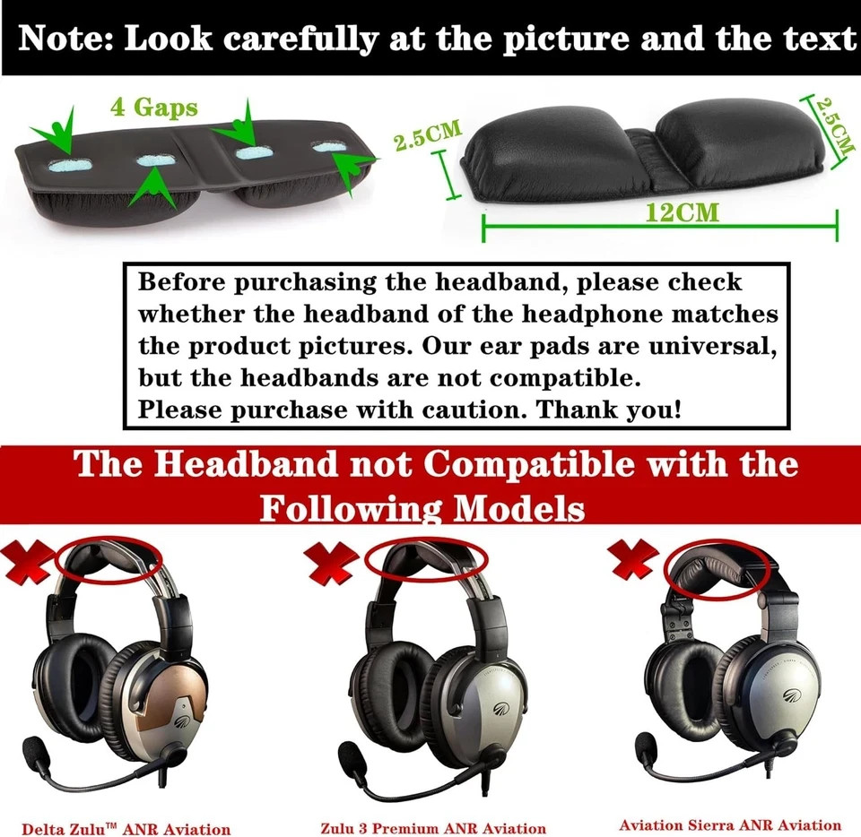 Replacement Earpads Cover Compatible with Lightspeed Aviation Black