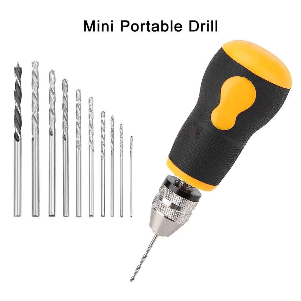 Mini Hand Drill - 10pcs Small Drill Bits Set, 0.8-3.0mm
