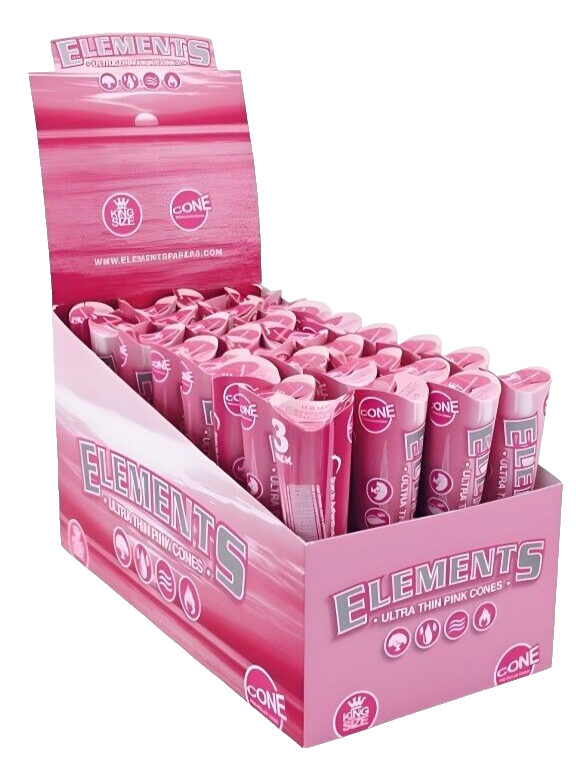 😎ELEMENTS PRE-ROLL PINK CONES🔥KING SIZE🔥4 PACKS 3 CONES PER PACK