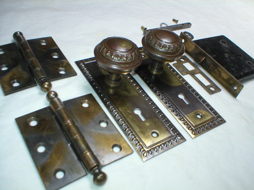Antique Victorian Era Door Hardware with Hinges