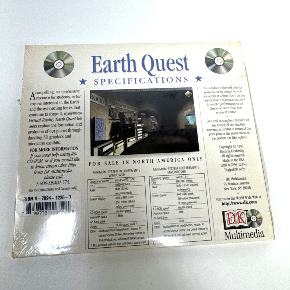 Earth Quest CD ROM Interactive Learning DK Scholastic (New Sealed)