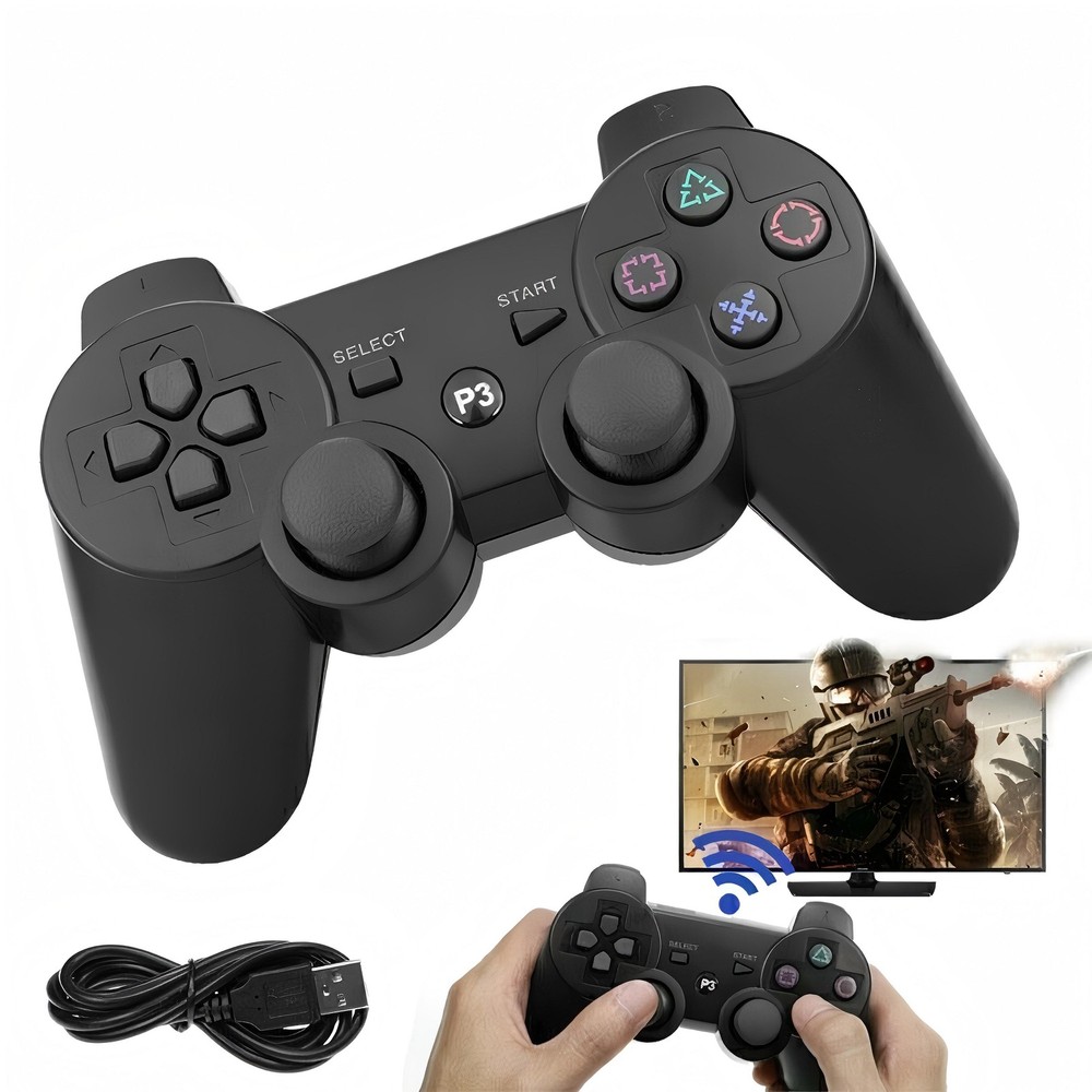2x Black Wireless Bluetooth Video Game Controller Pad For Sony PS3 Playstation 3