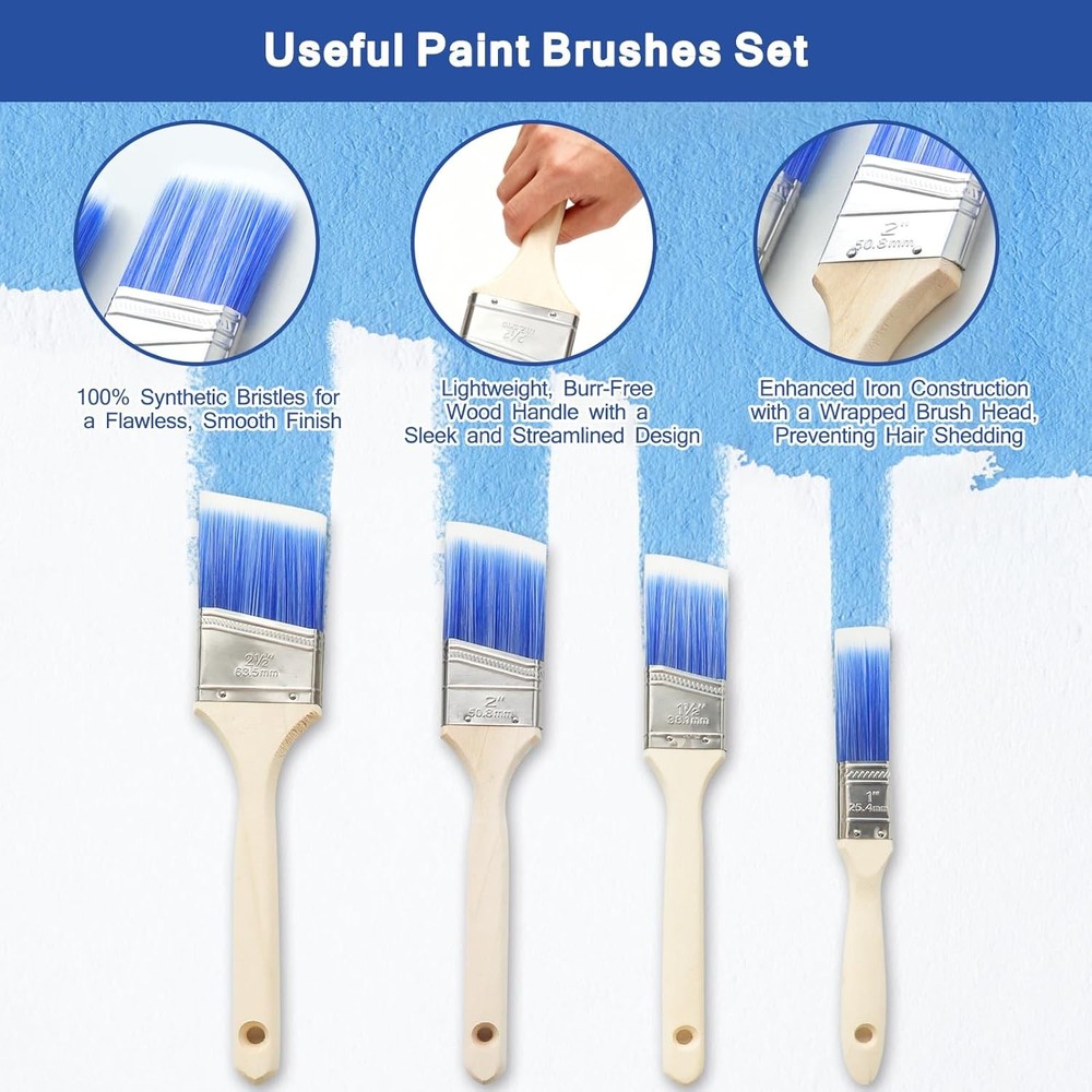 MAXWAVE Paint Roller Kit with Extension Pole, 34 Piece Set, 4" and 9" Paint Roll
