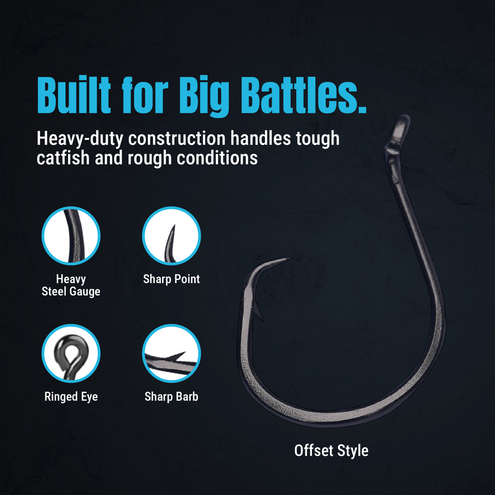 Reaction Tackle Heavyweight Octopus Circle Hooks - Offest Catfish Hooks- 25pk