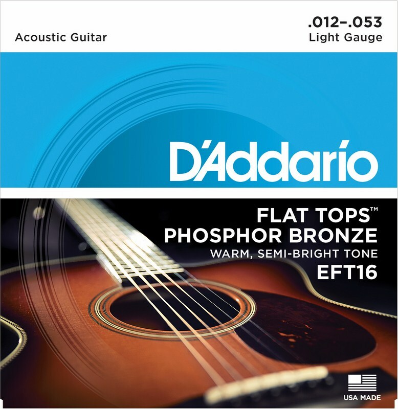 D'Addario EFT16 Flat Top Phosphor Bronze Acoustic Guitar Strings 12-53