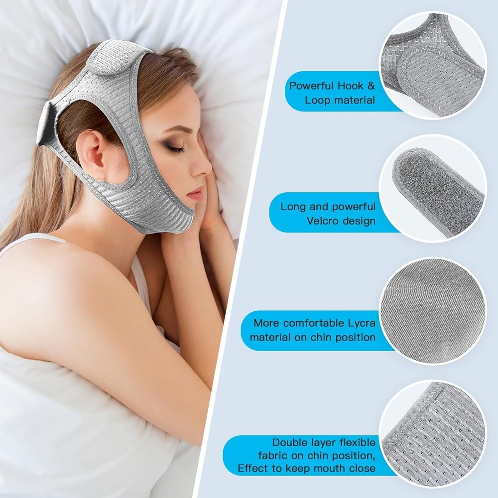 Adjustable Anti Snoring Chin Strap - Soft, Breathable Solution for Couples