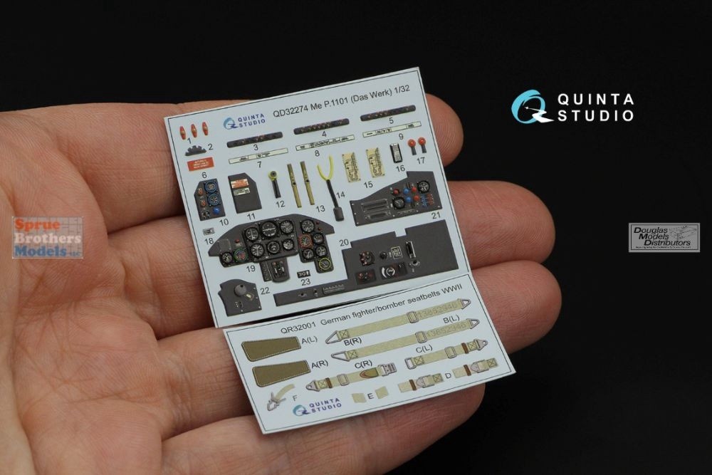1/32 Quinta Studio 3D Interior Decal #32274 Me P.1101 For Das Werk Kit