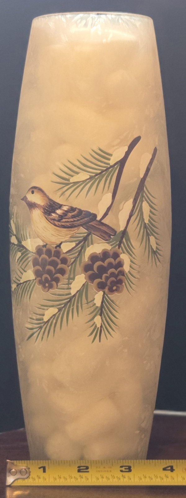 Gantz 11" Bird Frosted Glass Hurricane Lamp or Vase Fairy Lights Included