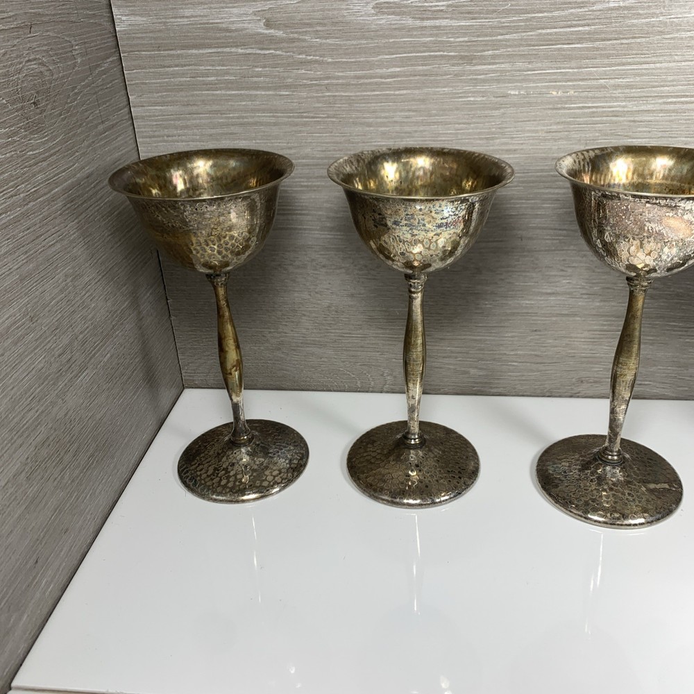 Silvercraft - EPNS - Wine Goblets - FOUR - 6” tall