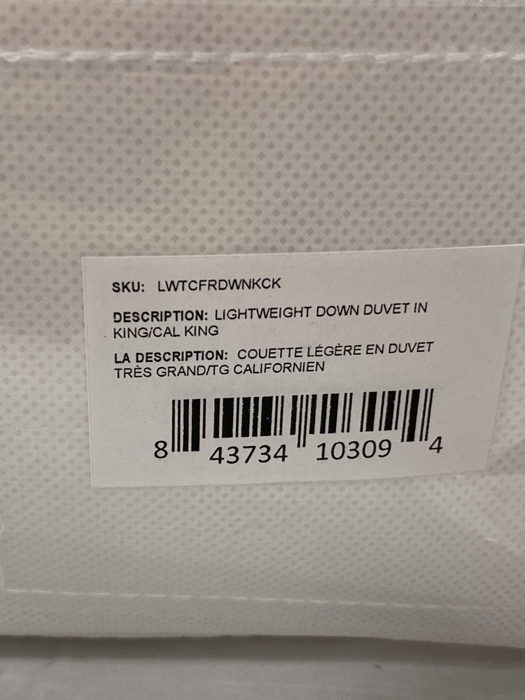 Parachute Lightweight King/ Cal. King Down Duvet Insert White
