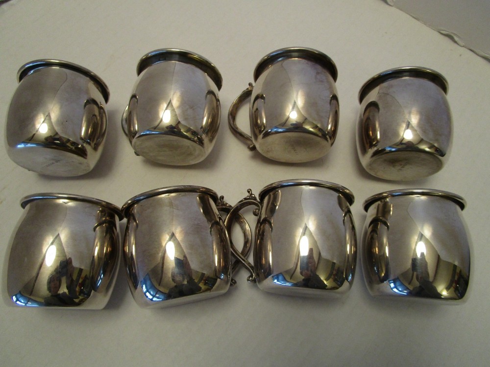 Vintage MCM F B Rogers Silver plated set of 8 Punch Cups Pattern FBR25 8 Oz.