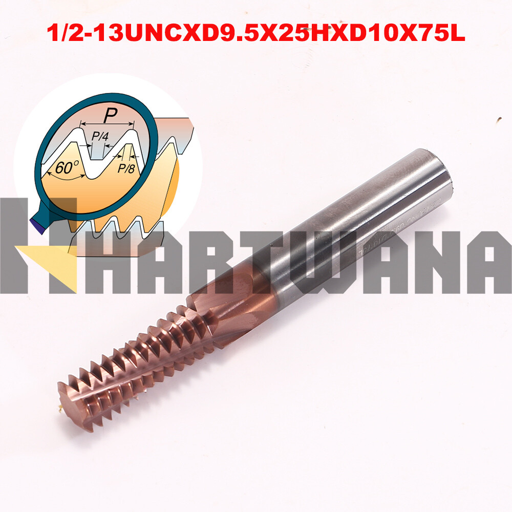 13UN-1/2 Thread Mill Solid Carbide Titanium Coating Helical Flute Thread Mill