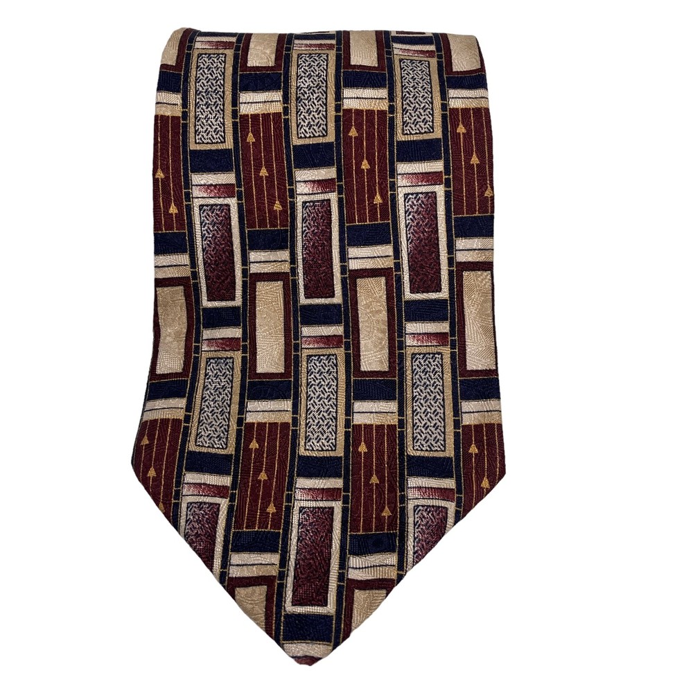 Surrey Mens Tie 100% Silk Brown Novelty Pattern