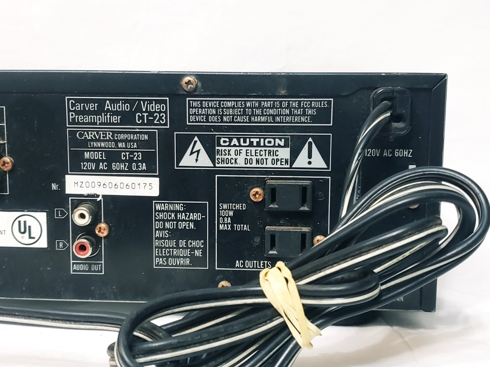 CARVER CT-23 PREAMPLIFIER TUNER WORKING NO REMOTE RACK MOUNT