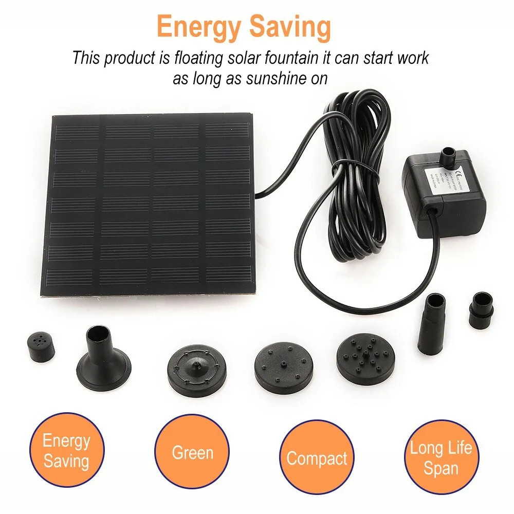 Solar Power Fountain Floating Water Pump for Bird Bath Pond