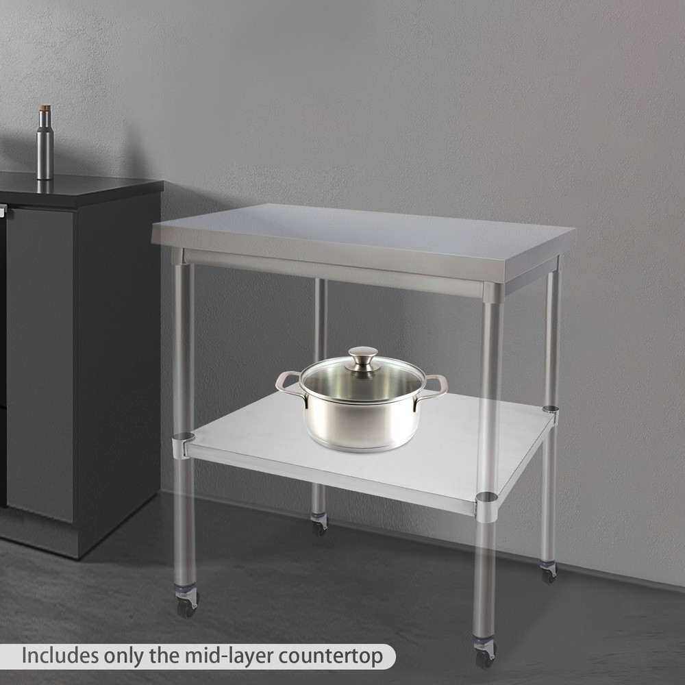 Stainless Steel Table Adjustable Lower Shelf Under Shelf Rectangular Work Table
