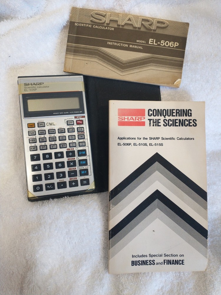 Sharp Scientific Calculator EL-506G with Case and Manual and Application Guide