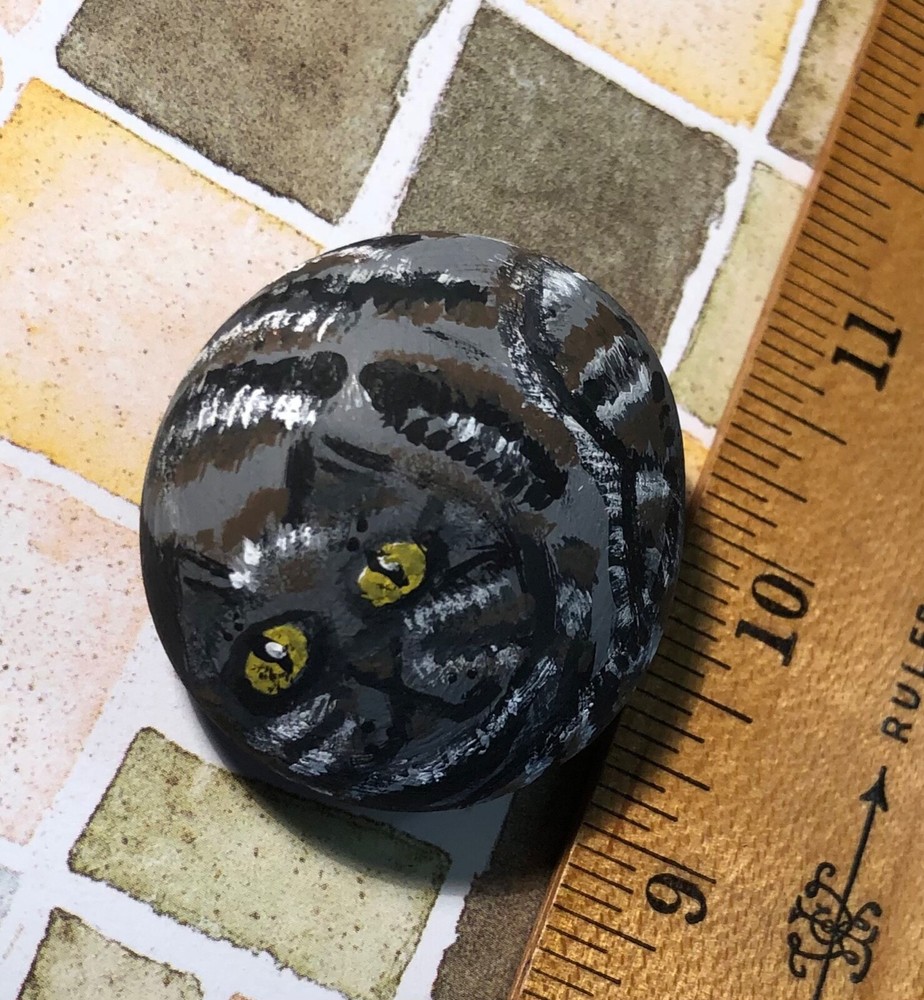 painted rocks art Cat