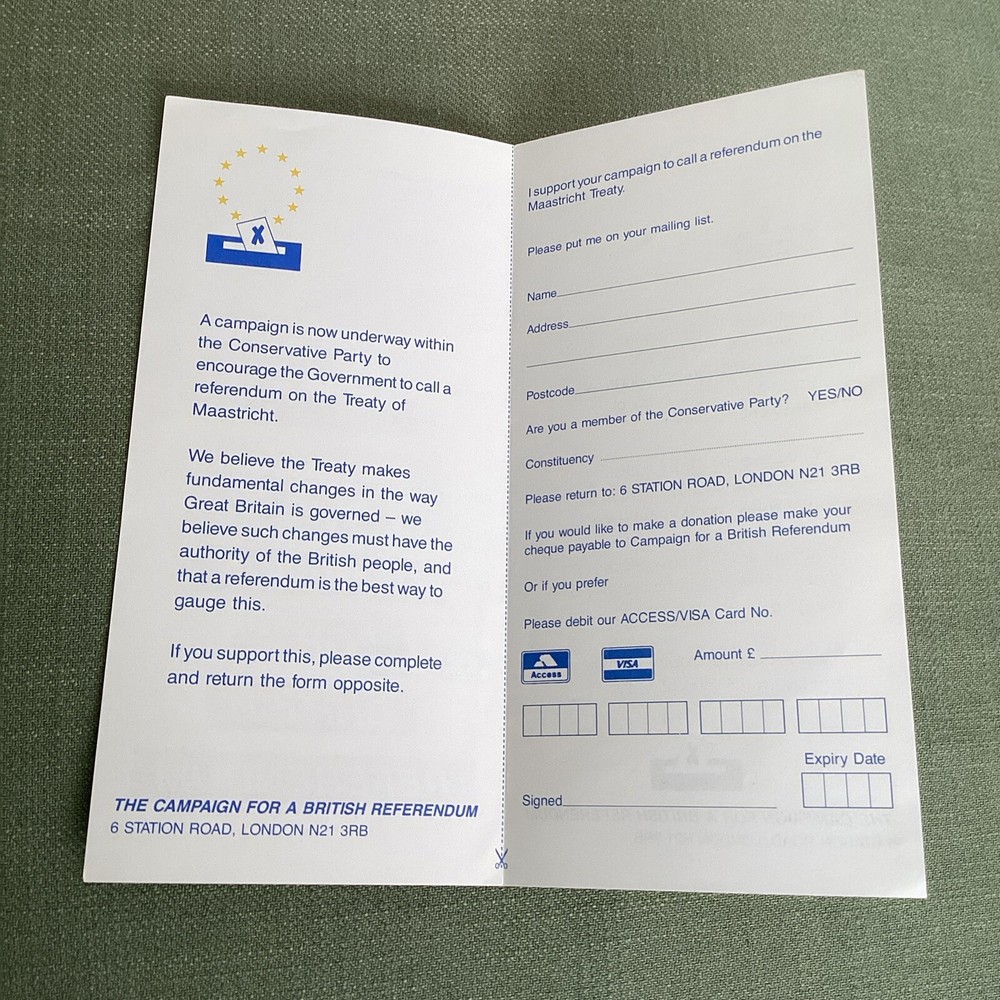CAMPAIGN FOR A BRITISH REFERENDHAM leaflet