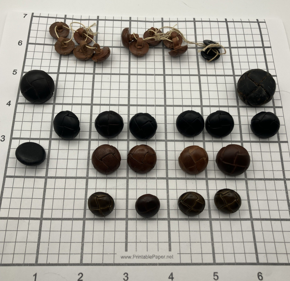 Vintage Leather-Wrapped Button 25+ Piece Lot