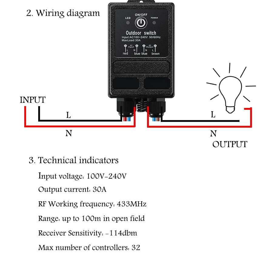 Wireless Lights swicth kit,Waterproof Remote Power Switch, AC...