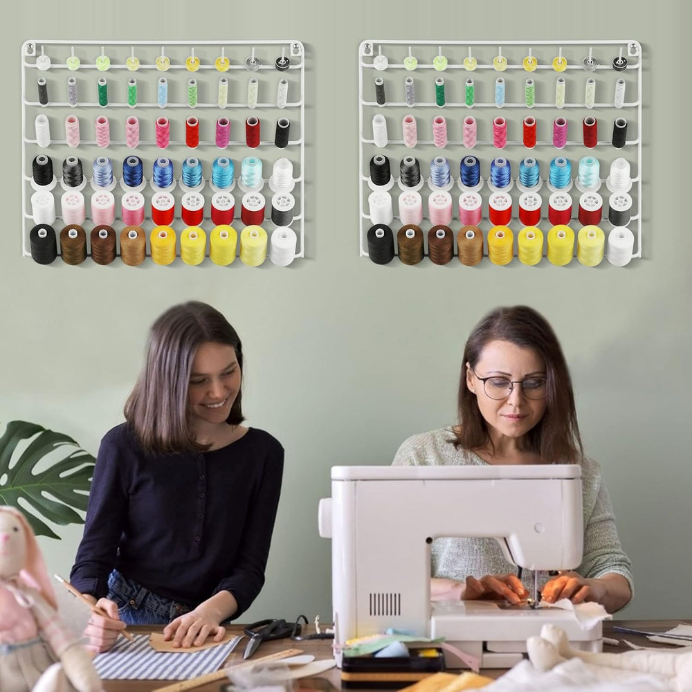 YBING Thread Holder Wall 54-Spool Sewing Thread Rack Wall Mount Embroidery Threa