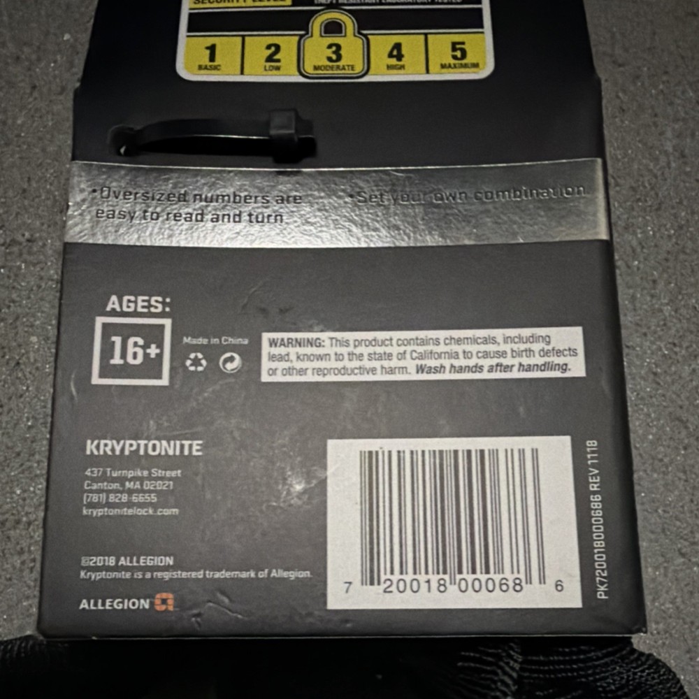 Kryptonite Resettable Combination Chain Bike Lock Security Level 3 Black 3ft