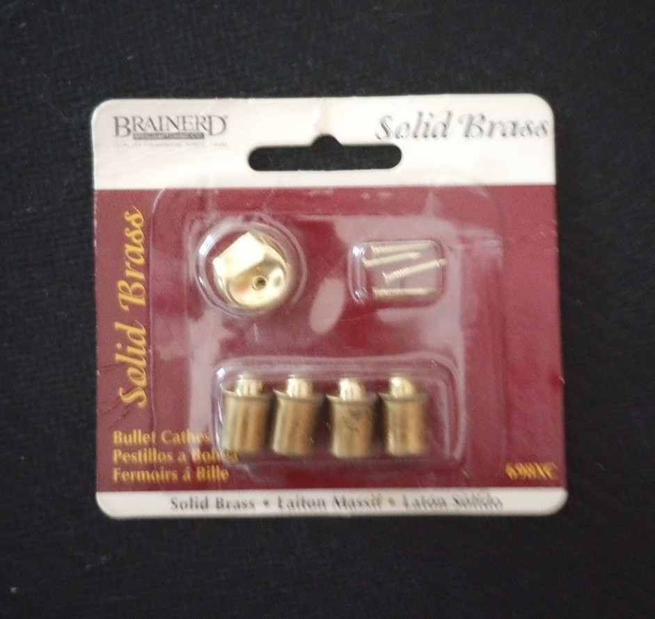 Brainerd Solid Brass Bullet Cabinet Catches #698XC, NOS