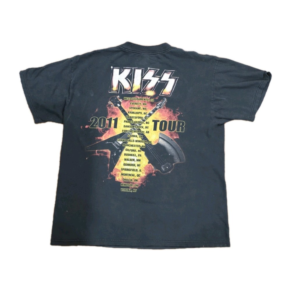 Kiss The Hottest Show On Earth 2011 Tour T-Shirt Size Large Black Rock