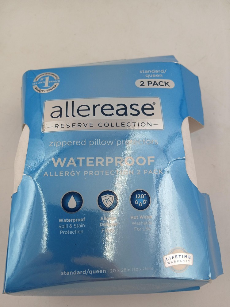 AllerEase Reserve Pillow Protectors Standard/Queen Waterproof White 2 Pack Set