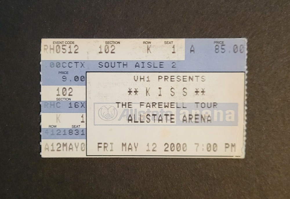 Kiss 2000 Music Concert Ticket Stub at All-State Arena
