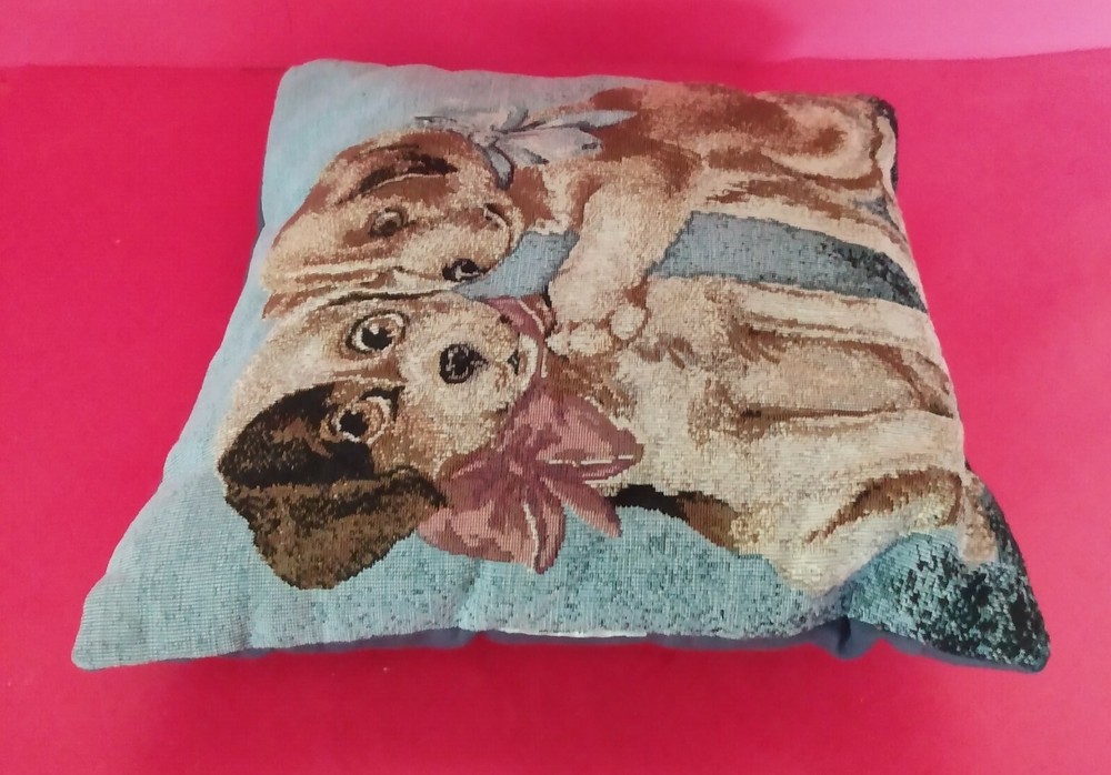 Two Puppies Square Accent Pillow
