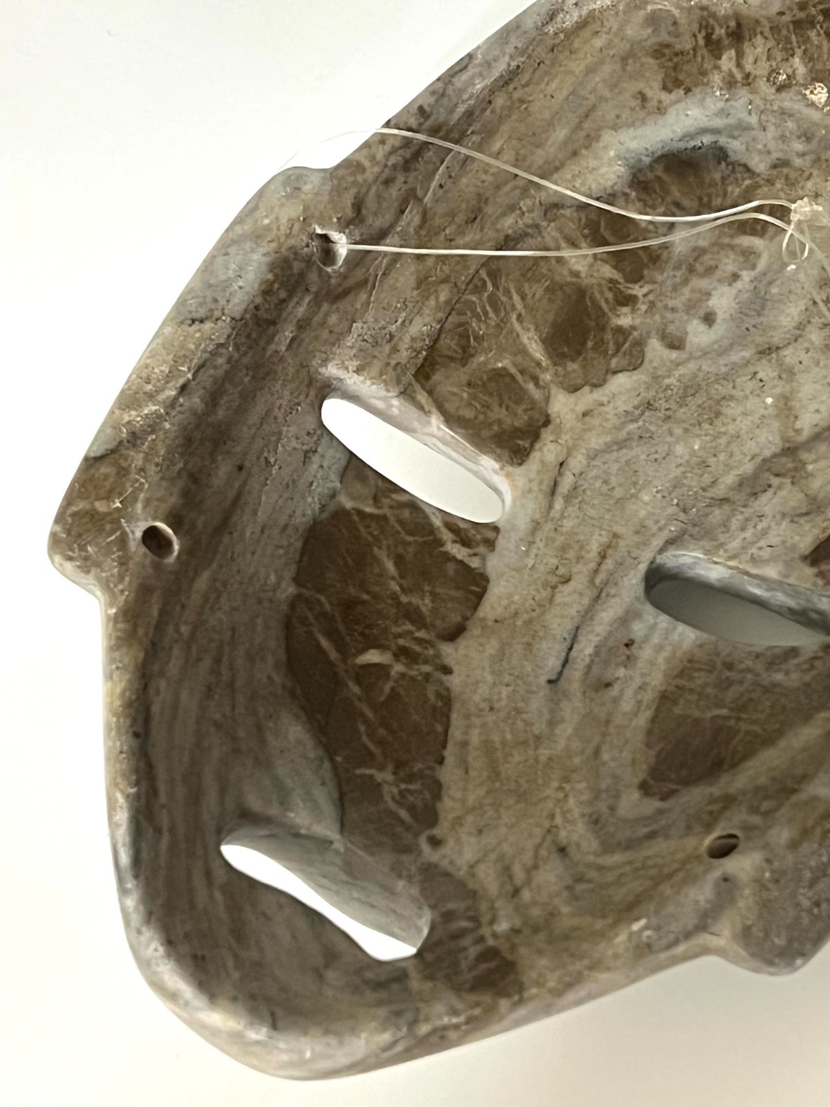 VTG Mayan Aztec Carved Marble Stone Hanging Warrior Mask Wall Decor 8x5x2 in