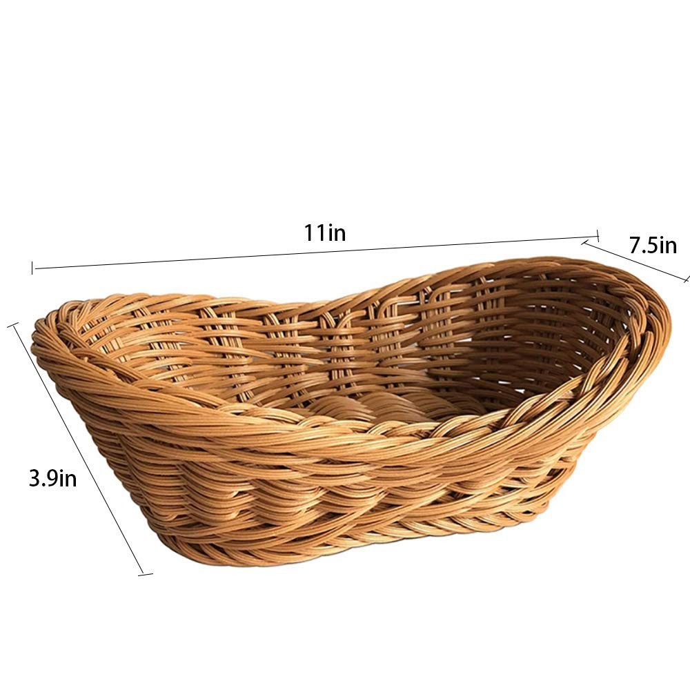 Woven Breads Baskets, Oval Small Fruit Baskets Stackable Plastic Wicker Baske...