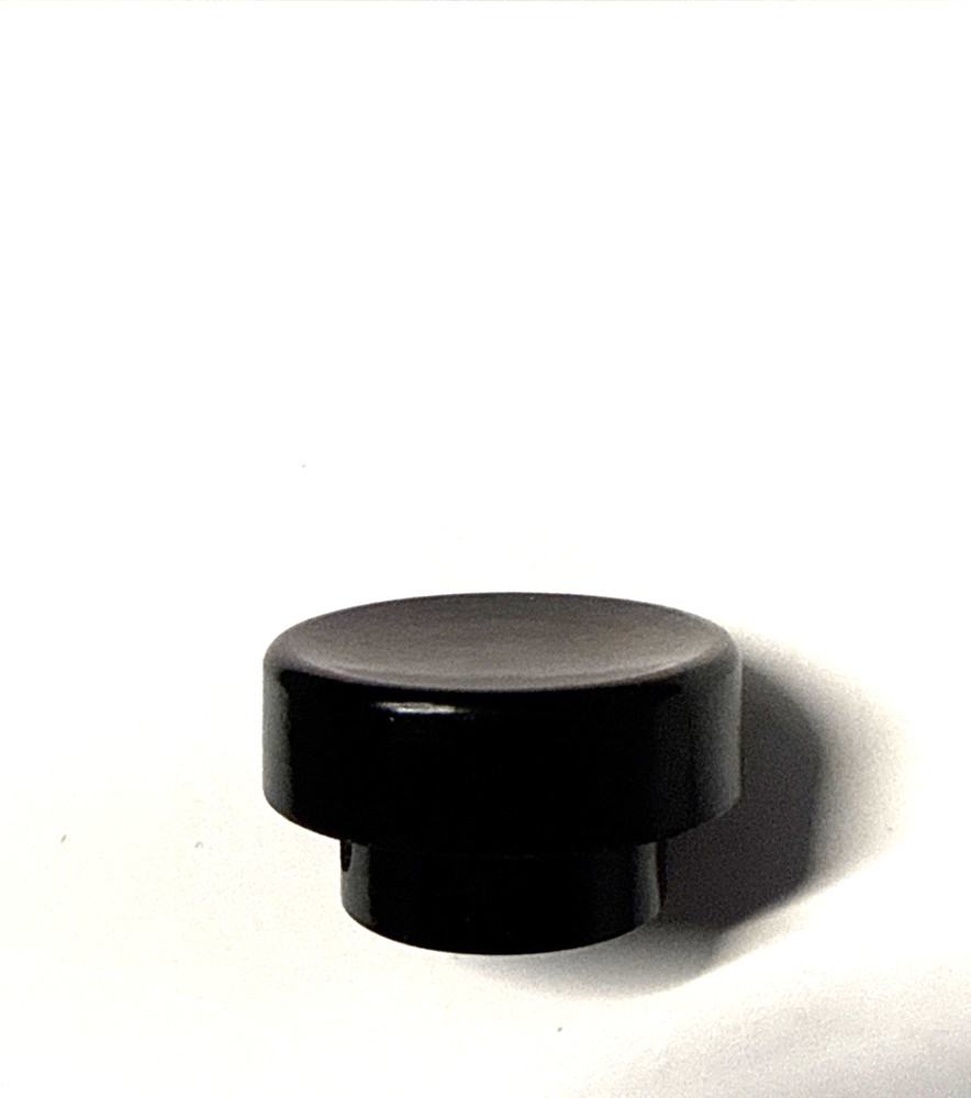 one black  knob OD= 40mm for 6 mm shaft 0.25 inch NOS double locking screws