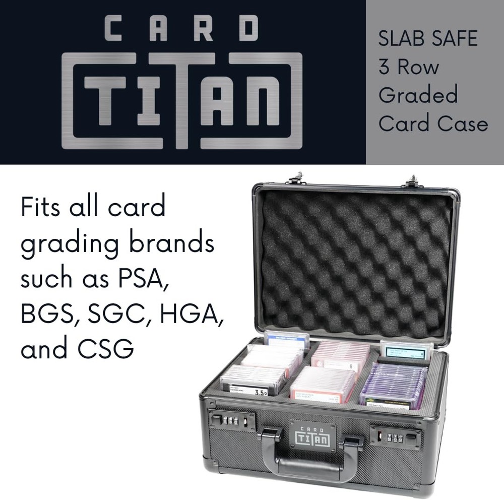 Premium Trading Card Storage Box - Lockable 3 Row Case for 108 PSA Slabs